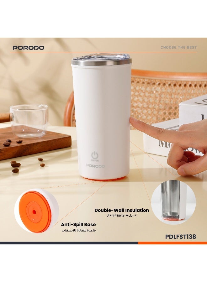 porodo Auto-Stirring Insulated Mug 400ml with IPX6 Waterproof / BPA Free / Anti-Slip Base / Magnetic USB Charging / Double-Wall Insulated Mug - Black - Image 3